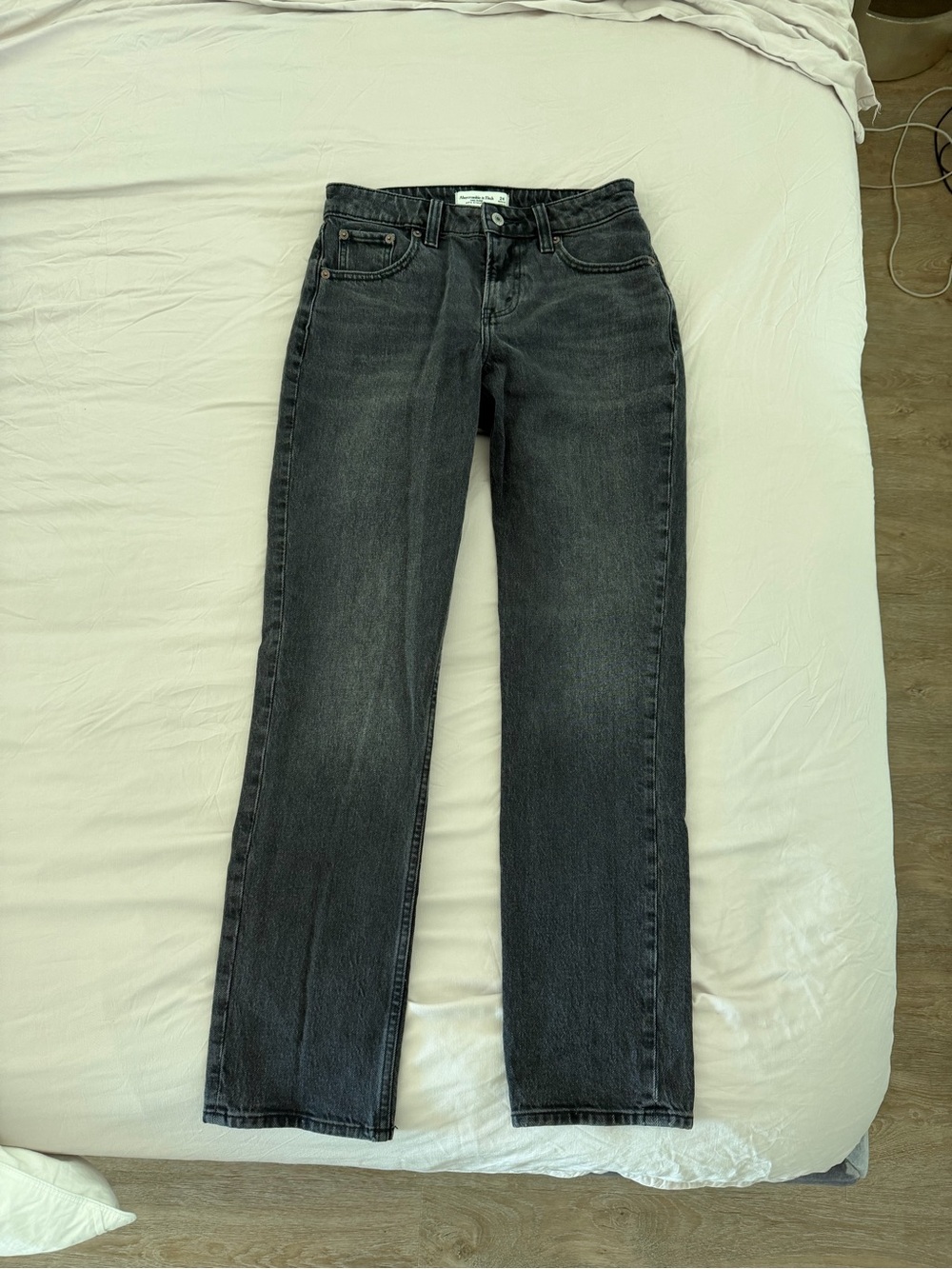 Abercrombie & Fitch Washed Black Straight-Leg Jeans